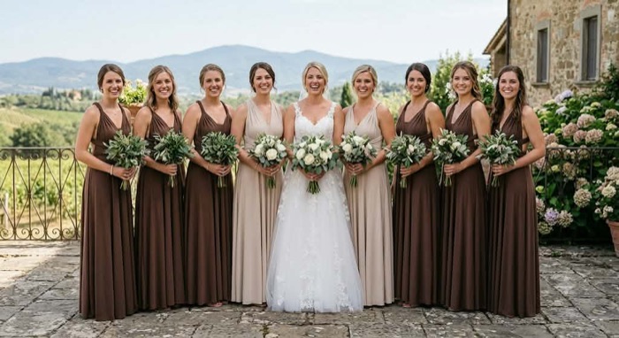 Entourage ladies dress code inspiration — earthy long dresses