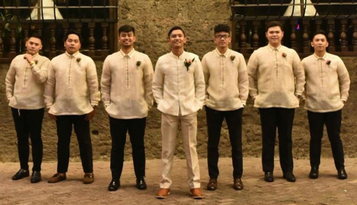 Entourage gentlemen dress code inspiration — cream barong with black pants