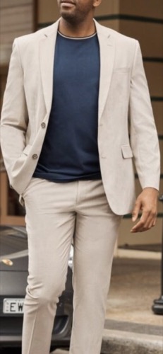 Guest men attire example — beige blazer