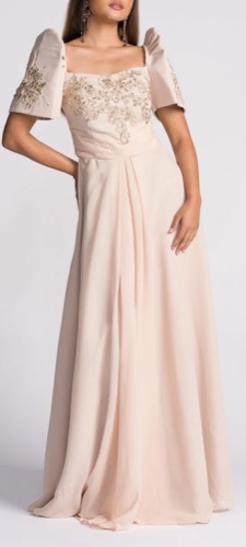 Guest women attire example — blush gown